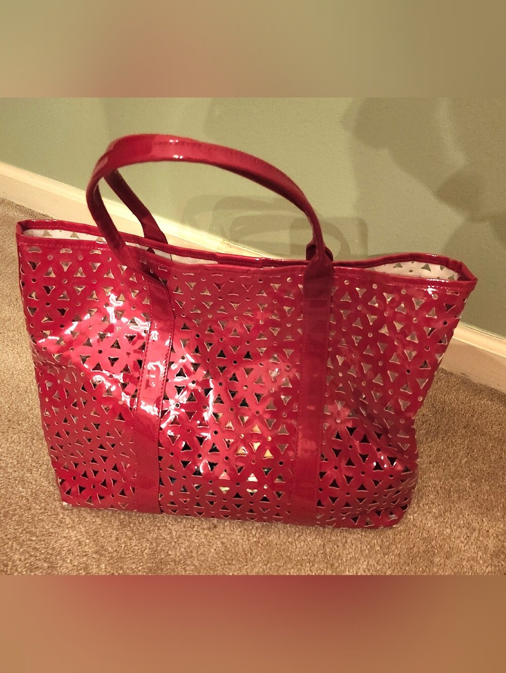 Estee Lauder Red Laser-Cut Tote Bag